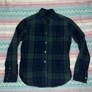 Gap blue and green plaid long-sleeved Modern Oxford button down shirt